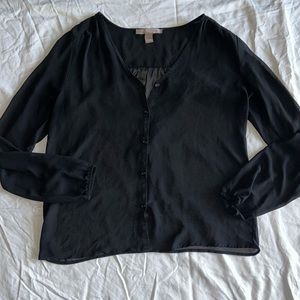 Black Deep Cut Button Up Top / Blouse - Forever 21 - Women’s Small